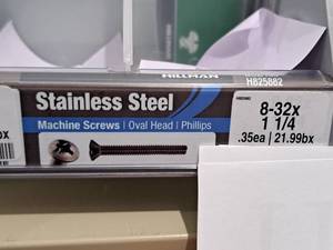 lot 1119 image: Lot of (160) Hillman Stainless Steel Machine Screws 8-32x1-14  Oval Head  Phillips Drive #H825882