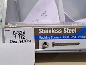 lot 1124 image: Lot of (200) Hillman Stainless Steel Machine Screws 8-32x1-12  Oval Head  Phillips Drive #H825884