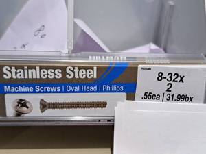 lot 1125 image: Lot of (140) Hillman Stainless Steel Machine Screws 8-32x2  Oval Head  Phillips Drive #H825886