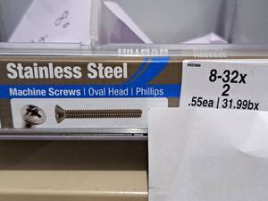 lot 1126 image: Lot of (100) Hillman Stainless Steel Machine Screws 8-32x2  Oval Head  Phillips Drive #H825886