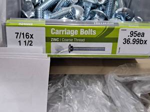 lot 1128 image: Lot of (60) Hillman Zinc Carriage Bolts 716x-1-12  Coarse Thread #H240228