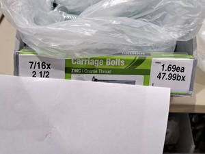 lot 1136 image: Lot of (100) Hillman Zinc Carriage Bolts 716x2-12  Coarse Thread #H240237