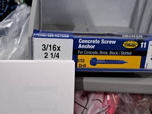 lot 1148 image: Lot of (200) Hillman Concrete Screw Anchor  532 Drill  For Concrete, Brick, Block, Pressure Treated Lumber 316x2-14  Slotted Drive #H375288