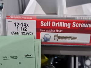 lot 1152A image: Lot of (70) Hillman Self Drilling Screws 12-14x1-12  Hex Washer Head #H560362
