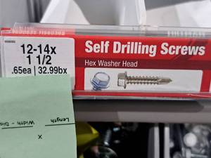lot 1152B image: Lot of (200) Hillman Self Drilling Screws 12-14x1-12  Hex Washer Head #H560362