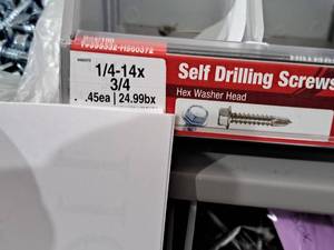 lot 1155 image: Lot of (130) Hillman Self Drilling Screws 14-14x34  Hex Washer Head #H560372