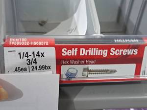 lot 1156 image: Lot of (200) Hillman Self Drilling Screws 14-14x34  Hex Washer Head #H560372