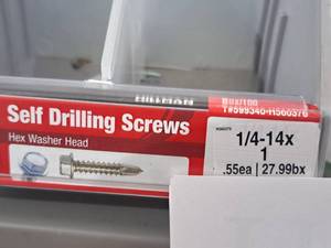lot 1157 image: Lot of (50) Hillman Self Drilling Screws 14-14x1  Hex Washer Head #H560376