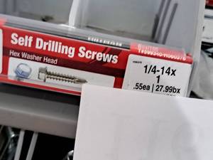 lot 1158 image: Lot of (100) Hillman Self Drilling Screws 14-14x1  Hex Washer Head #H560376