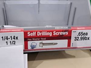 lot 1159 image: Lot of (80) Hillman Self Drilling Screws 14-14x1-12  Hex Washer Head #H560380