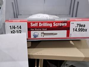 lot 1163 image: Lot of (120) Hillman Self Drilling Screws 14-14x2-12  Hex Washer Head #H47220