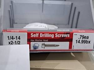 lot 1164 image: Lot of (80) Hillman Self Drilling Screws 14-14x2-12  Hex Washer Head #H47220