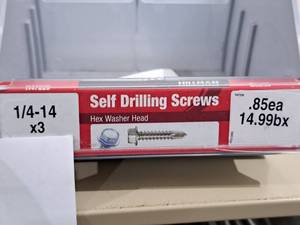 lot 1165 image: Lot of (60) Hillman Self Drilling Screws 14-14x3  Hex Washer Head #H47229