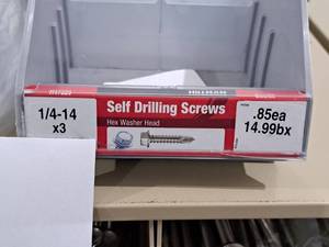 lot 1166 image: Lot of (60) Hillman Self Drilling Screws 14-14x3  Hex Washer Head #H47229