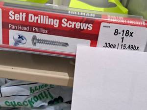 lot 1176 image: Lot of (150) Hillman Self Drilling Screws 8-18x1  Pan Head  Phillips Drive #H560276