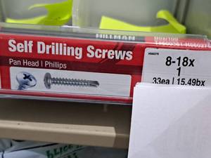 lot 1177 image: Lot of (200) Hillman Self Drilling Screws 8-18x1  Pan Head  Phillips Drive #H560276