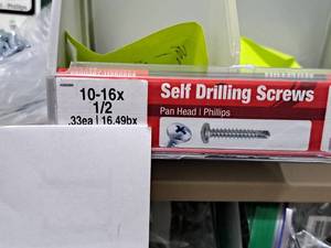 lot 1180 image: Lot of (200) Hillman Self Drilling Screws 10-16x12  Pan Head  Phillips Drive #H560284