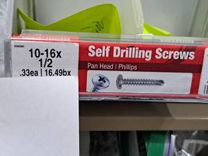 lot 1181 image: Lot of (200) Hillman Self Drilling Screws 10-16x12  Pan Head  Phillips Drive #H560284