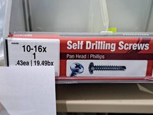 lot 1184 image: Lot of (200) Hillman Self Drilling Screws 10-16x12  Pan Head  Phillips Drive #H560290