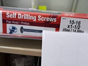lot 1187 image: Lot of (220) Hillman Self Drilling Screws 10-16x1-12  Pan Head  Phillips Drive #H47161
