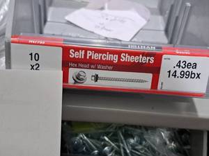lot 1190 image: Lot of (275) Hillman Self Piercing Sheeters 10x2  Hex Head w Washer #H47703