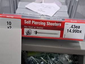 lot 1191 image: Lot of (170) Hillman Self Piercing Sheeters 10x2  Hex Head w Washer #H47703