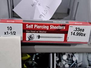 lot 1206 image: Lot of (200) Hillman Self Piercing Sheeters 10x1-12  Hex Head w Washer #H47702