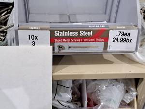 lot 1211 image: Lot of (100) Hillman Stainless Steel Sheet Metal Screws 10x3  Flat Head  Phillips Drive #H823504