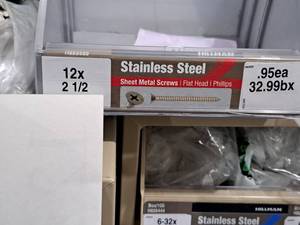 lot 1223 image: Lot of (100) Hillman Stainless Steel Sheet Metal Screws 12x2-12  Flat Head  Phillips Drive #H823525