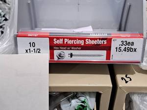 lot 1227 image: Lot of (210) Hillman Self Piercing Sheeters 10x1-12  Hex Head w Washer White Painted Head #H47727
