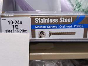 lot 1228 image: Lot of (100) Hillman Stainless Steel Machine Screws 10-24x12  Oval Head  Phillips Drive #H825900