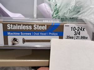 lot 1230 image: Lot of (125) Hillman Stainless Steel Machine Screws 10-24x34  Oval Head  Phillips Drive #H825904