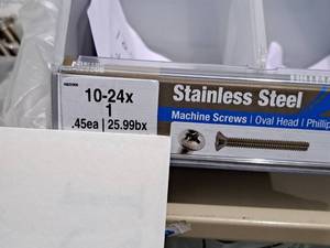 lot 1233 image: Lot of (100) Hillman Stainless Steel Machine Screws 10-24x1  Oval Head  Phillips Drive #H825906