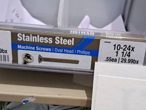 lot 1234 image: Lot of (125) Hillman Stainless Steel Machine Screws 10-24x1-14  Oval Head  Phillips Drive #H825908