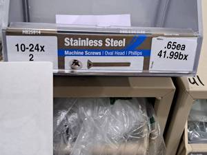 lot 1239 image: Lot of (100) Hillman Stainless Steel Machine Screws 10-24x2  Oval Head  Phillips Drive #H825914