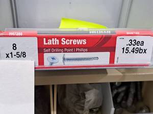 lot 1240 image: Lot of (180) Hillman Lath Screws Self Drilling Point 8x1-58  Phillips Drive #H47288