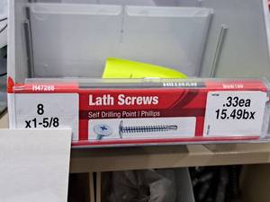 lot 1241 image: Lot of (250) Hillman Lath Screws Self Drilling Point 8x1-58  Phillips Drive #H47288