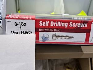 lot 1242 image: Lot of (200) Hillman Self Drilling Screws 8-18x1  Hex Washer Head #H560318