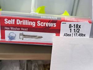 lot 1244 image: Lot of (150) Hillman Self Drilling Screws 8-18x1-12  Hex Washer Head #H560322