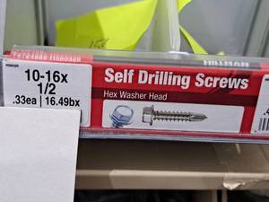 lot 1247 image: Lot of (200) Hillman Self Drilling Screws 10-16x12  Hex Washer Head #H560326