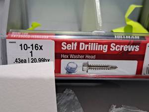 lot 1250 image: Lot of (220) Hillman Self Drilling Screws 8-18x1-12  Hex Washer Head #H560322