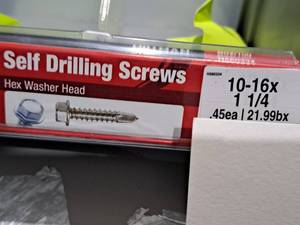 lot 1252 image: Lot of (120) Hillman Self Drilling Screws 10-16x1-14  Hex Washer Head #H560334