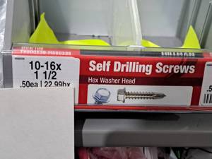 lot 1254 image: Lot of (120) Hillman Self Drilling Screws 10-16x1-12  Hex Washer Head #H560336