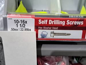 lot 1255 image: Lot of (200) Hillman Self Drilling Screws 10-16x1-12  Hex Washer Head #H560336