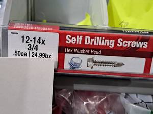 lot 1258 image: Lot of (100) Hillman Self Drilling Screws 12-14x34  Hex Washer Head #H560354