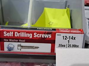 lot 1259 image: Lot of (150) Hillman Self Drilling Screws 12-14x1  Hex Washer Head #H560358