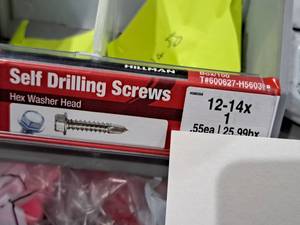 lot 1260 image: Lot of (200) Hillman Self Drilling Screws 12-14x1  Hex Washer Head #H560358