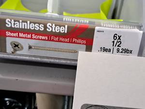 lot 1267 image: Lot of (300) Hillman Stainless Steel Sheet Metal Screws 6x12  Flat Head  Phillips Drive #H823418