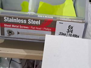 lot 1271 image: Lot of (200) Hillman Stainless Steel Sheet Metal Screws 6x34  Flat Head  Phillips Drive #H823422