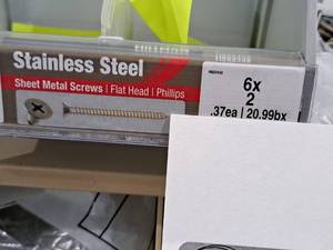 lot 1278 image: Lot of (260) Hillman Stainless Steel Sheet Metal Screws 6x2  Flat Head  Phillips Drive #H823432
